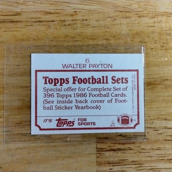 1986 Topps Stickers Mini Walter Payton - Picture 2 of 2